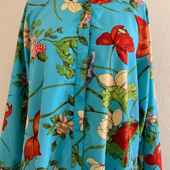 Sold Aqua Blue Floral Maxi Kaftan - Picture 5 of 12